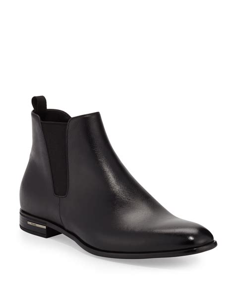 prada burnished leather chelsea boots|Prada saffiano leather Chelsea boot.